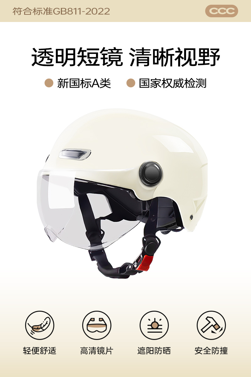 Vehicle Motorcycle – Universal Auto Parts and Accessories - creamy-white-transparent-short-visor-large-size-head-circumference-60-64cm