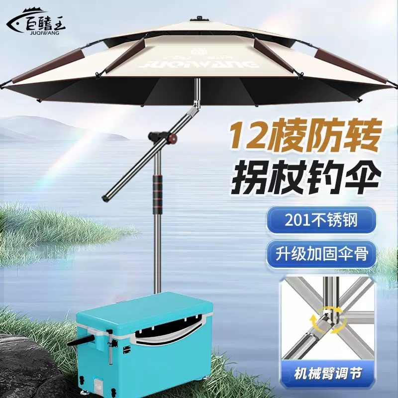 钓鱼伞加厚黑胶拐杖伞防晒万向钓伞防暴雨防紫外线户外遮阳伞批发