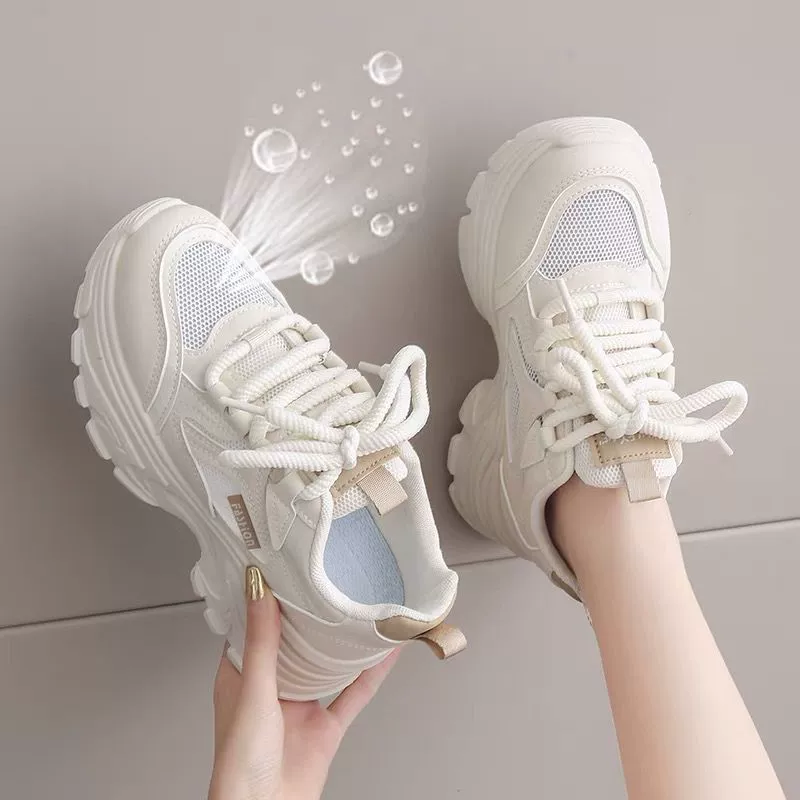 Женские дышащие кроссовки из сетки с эффектом «облака», летний стиль 2025 года, размер 34, нескользящая мягкая подошва, кроссовки в стиле «dad shoes».