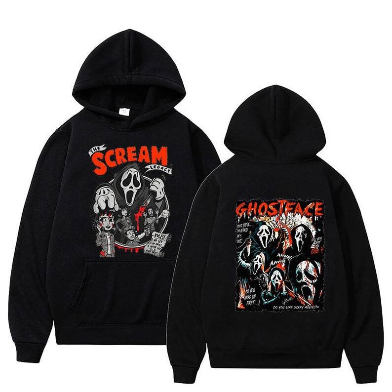 Autumn and winter new Halloween Christmas night scream mask print hooded cardigan sweatshirt pullover sweatshirt Autumn and winter new Halloween Christmas night scream mask print hooded cardigan sweatshirt pullover sweatshirt