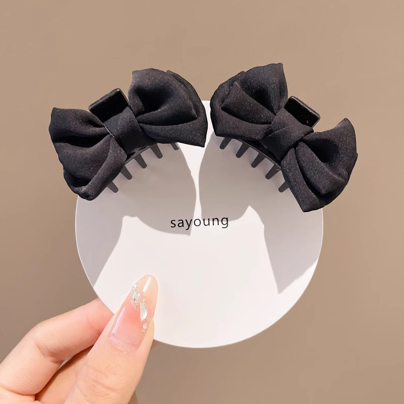 Clips de agarre de arco negro pequeño para mujeres frente retro clips de bangs 2025 nuevo clips de cabello princesa accesorios para el cabello