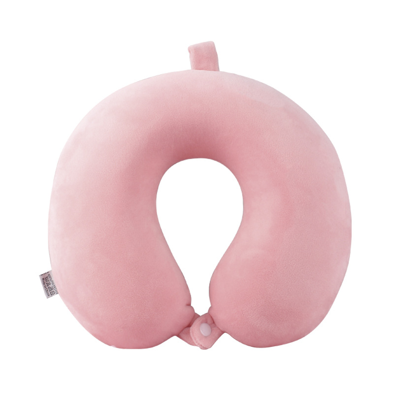 2F可愛純色學生記憶棉U型枕眼罩旅行護頸枕飛機坐車護脖午睡u形枕