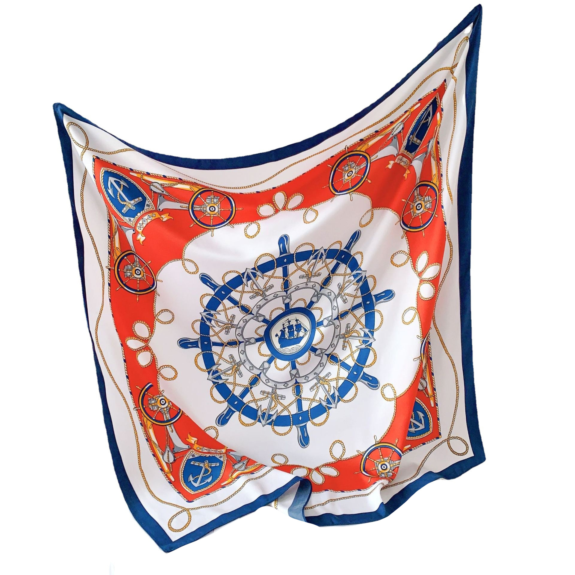 Bufanda de seda 90cm de las mujeres nueva bufanda cuadrada grande impresa nueva moda versátil elegante estilo europeo y americano protección solar bufanda de seda artificial