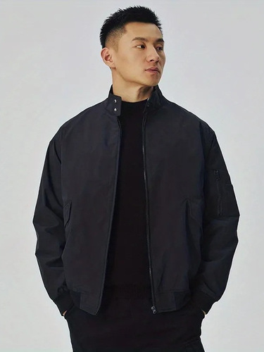 American Retro MA1 Pilot Jacket Men Loose Stand Collar Casual Trend Brand Work Outerwear Spring Autumn Black