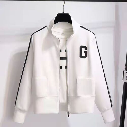 Solid color stand-neck baseball uniform sports coat for women 2025 early spring and autumn new loose short casual sports coat