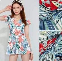 涤短纤全涤纱弹力针织印花 涤纱汗布印花 波点圆点针织复古印花