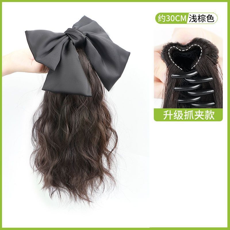 Nuevas mujeres elegantes Pelo Largo simulación pelo neto rojo clip cascada Pelo Rizado alta Cola de Caballo corto rizado nube perm trenza