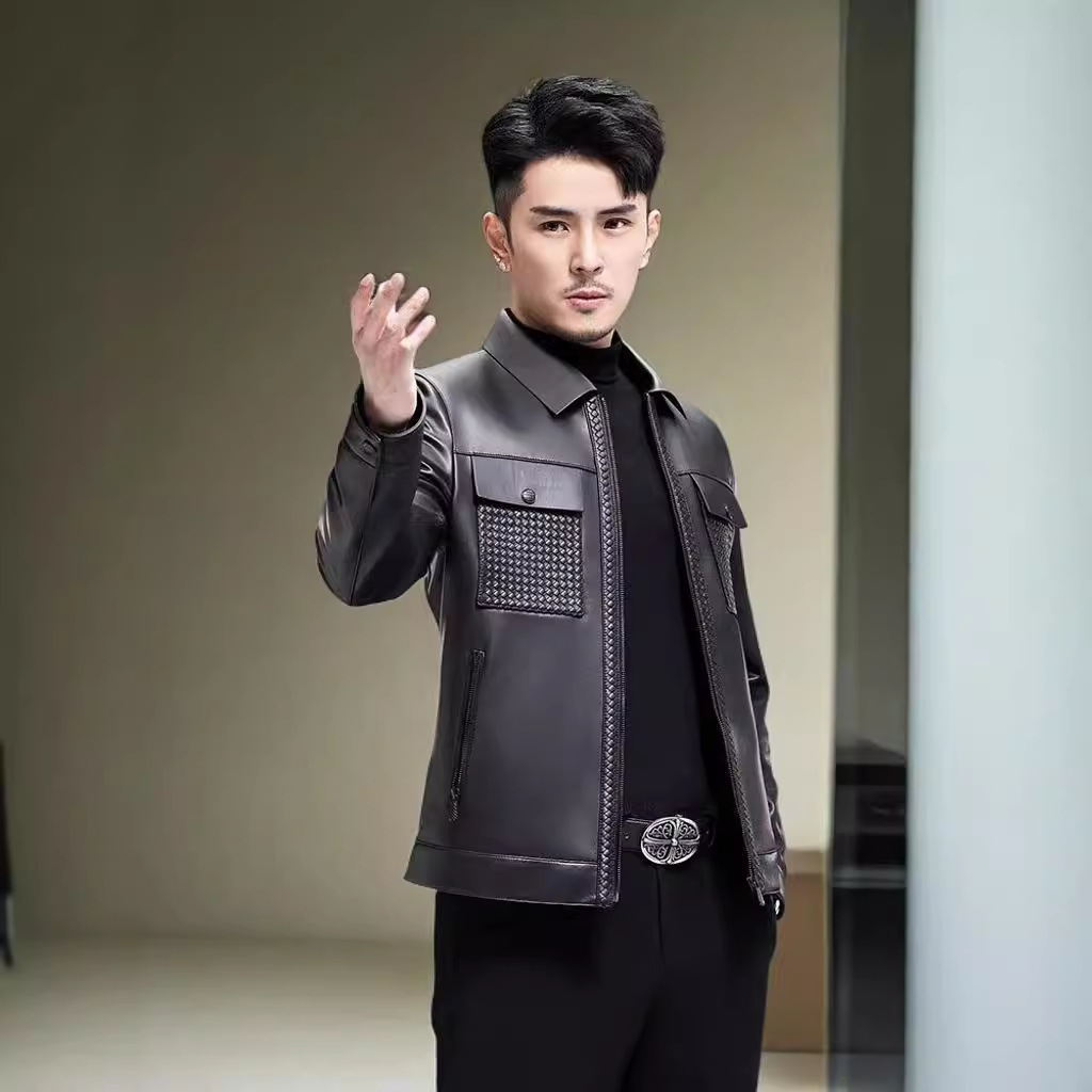 Leather autumn classic jacket