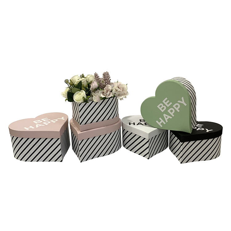 爆款 斜纹心形花桶三件套 鲜花礼盒 花盒 伴手礼盒 生日礼物盒