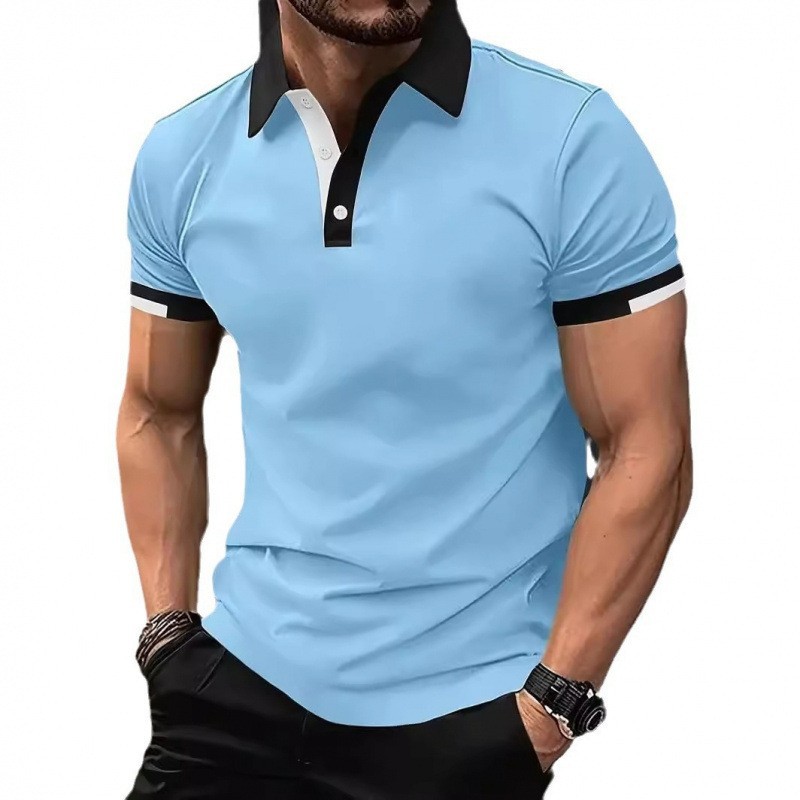Hot-Selling Manufacturer Foreign Trade Cross-Border New 3D Solid Color Lapel Short-Sleeve Sports Shirt Casual Loose Men's Polo