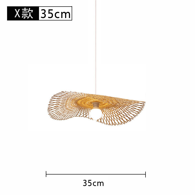Lámpara de araña tejida de bambú Restaurante chino Lámpara de salón de té de linterna de bambú Restaurante japonés Sombrero de paja Lámpara de araña tejida de ratán B & B