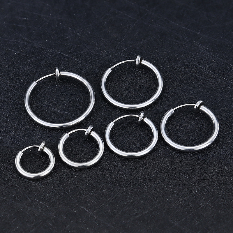 Cross-Border Design Niche Titanium Steel Non-Pierced Spring Ear Clip Stainless Steel Nose Ring Earrings Jewelry Manufacturer Wholesale