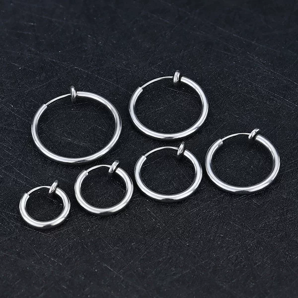 Cross-Border Design Niche Titanium Steel Non-Pierced Spring Ear Clip Stainless Steel Nose Ring Earrings Jewelry Manufacturer Wholesale