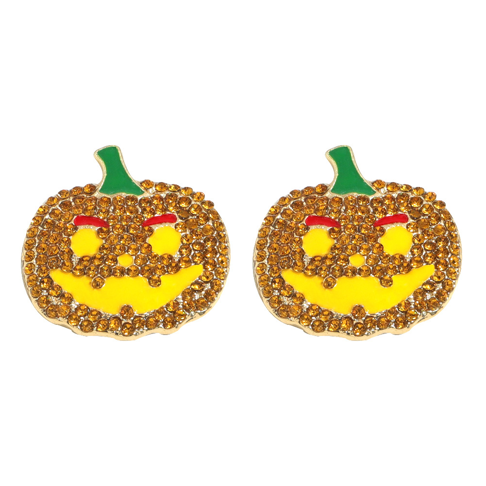 Fashion Pumpkin Alloy Inlay Rhinestones Ear Studs 1 Pair