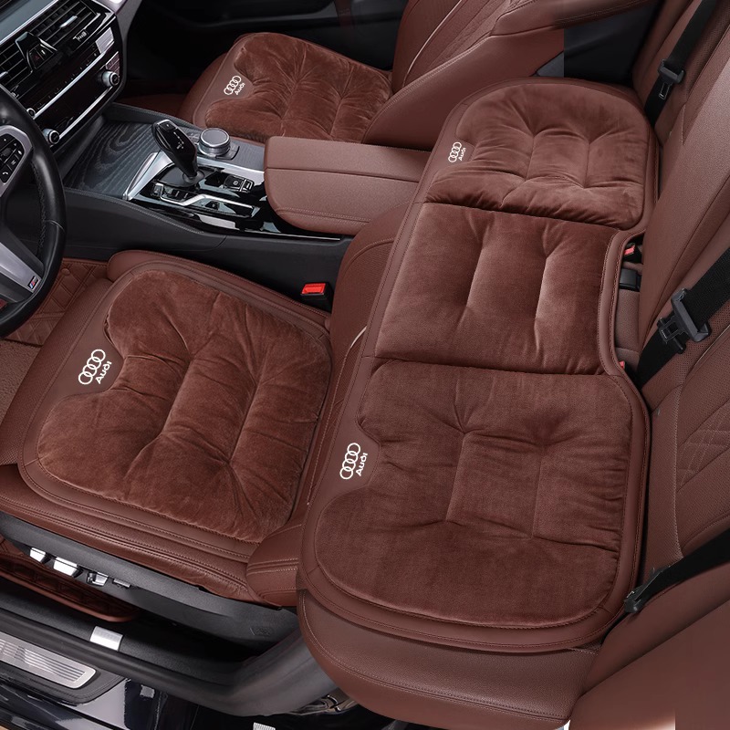 Seat cushion, seat cover | Audi Car Seat Cushion - audi-flannel-cushion-chestnut-brown-full-set-3pcs