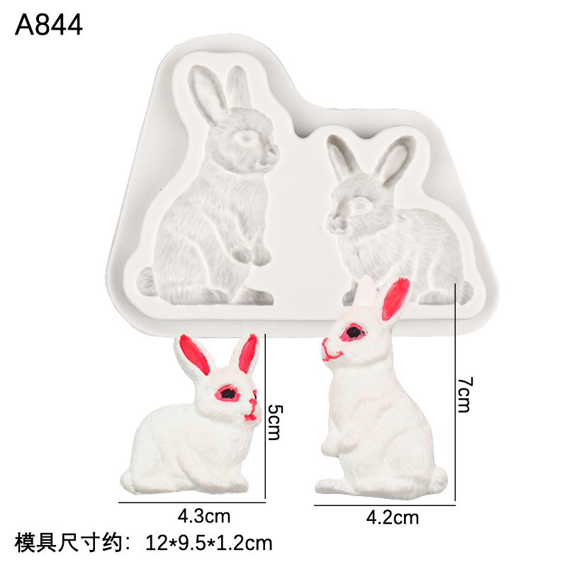 Conejo blanco hornear pastel de chocolate DIY molde de silicona molde decorativo de yeso de arcilla ultraligera