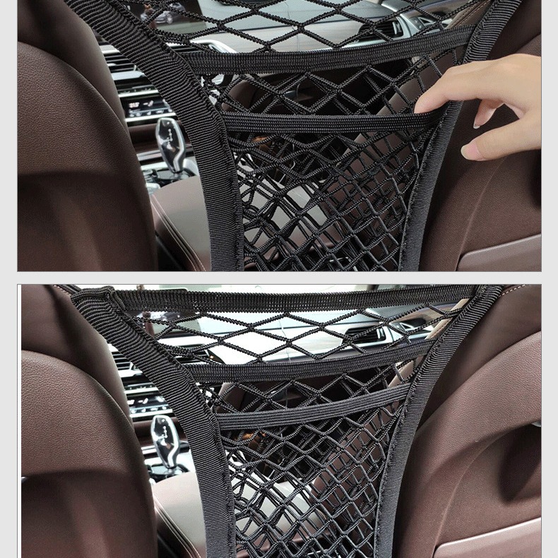 SNJUE en stock bolsa de almacenamiento trasero del asiento del coche bolsillo de red de almacenamiento del asiento del coche Fila delantera y trasera red de almacenamiento