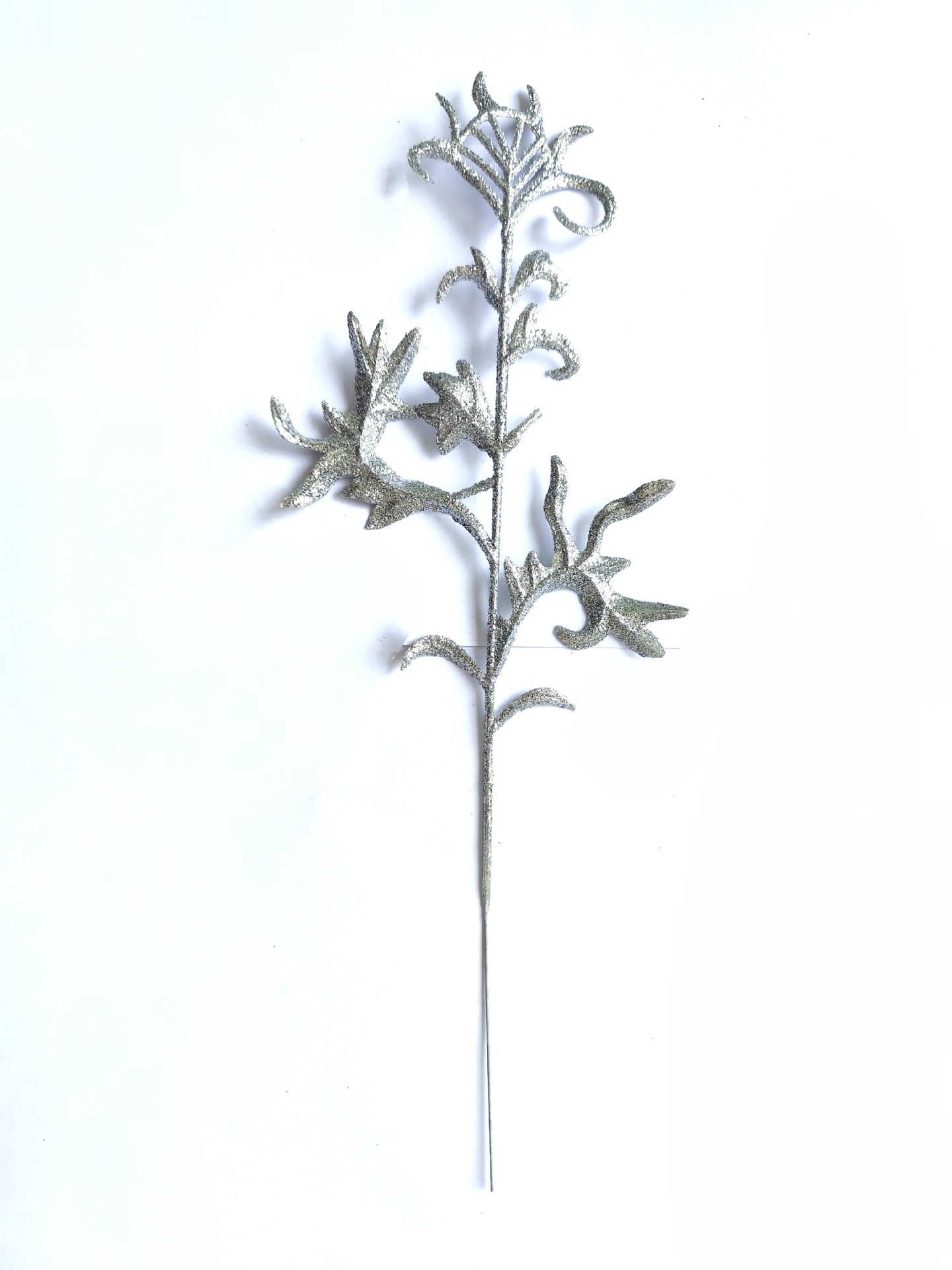 Nueva imitación de hojas de Navidad 32cm de polvo de oro de corno de ciervo decoración de plástico árbol de Navidad hojas de polvo de oro