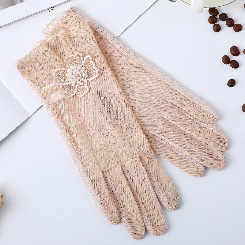 Guantes de protección solar de primavera y verano guantes de pantalla táctil de encaje conducción de las mujeres transpirable al aire libre protección solar guantes de equitación