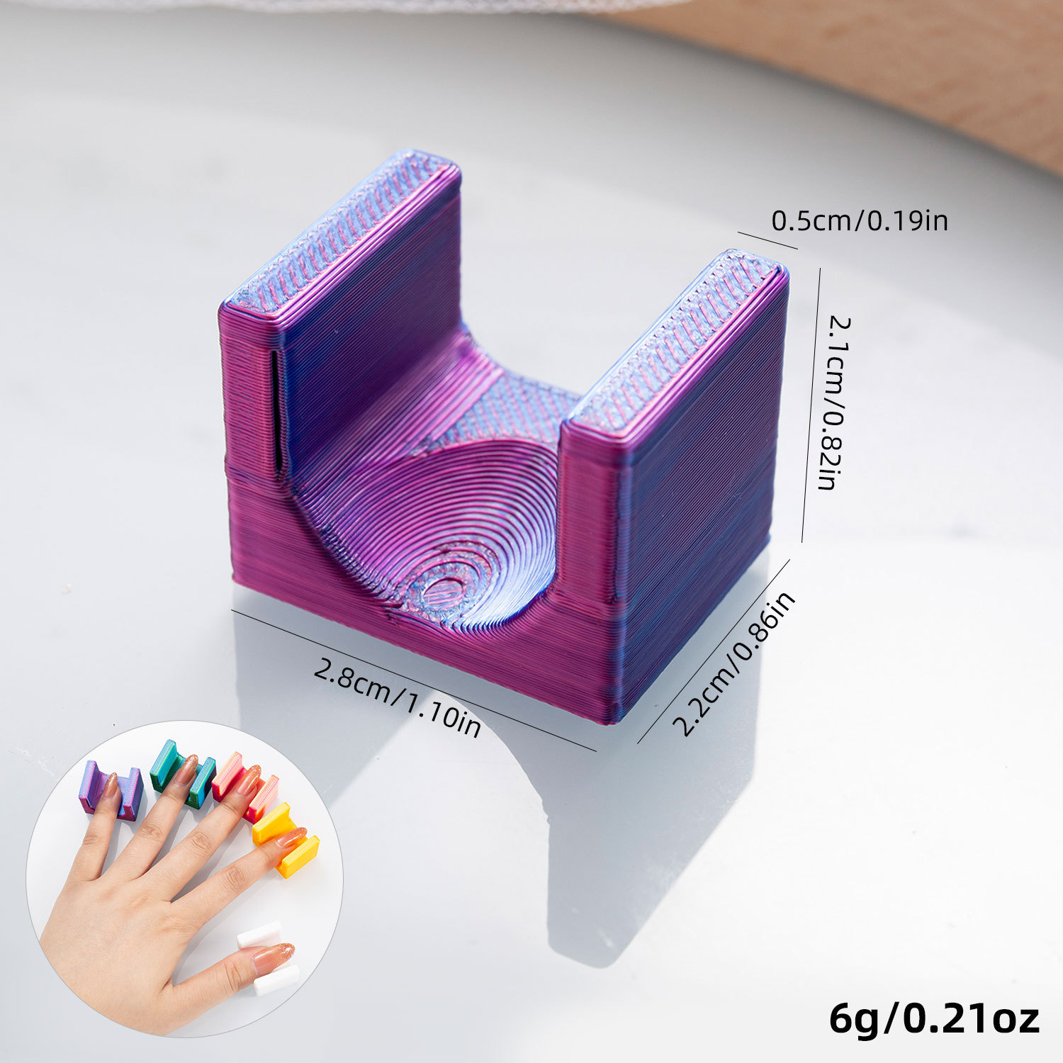 파란색과 보라색 그라데이션 5D 스웨이드 손가락 패드(자석 없음)