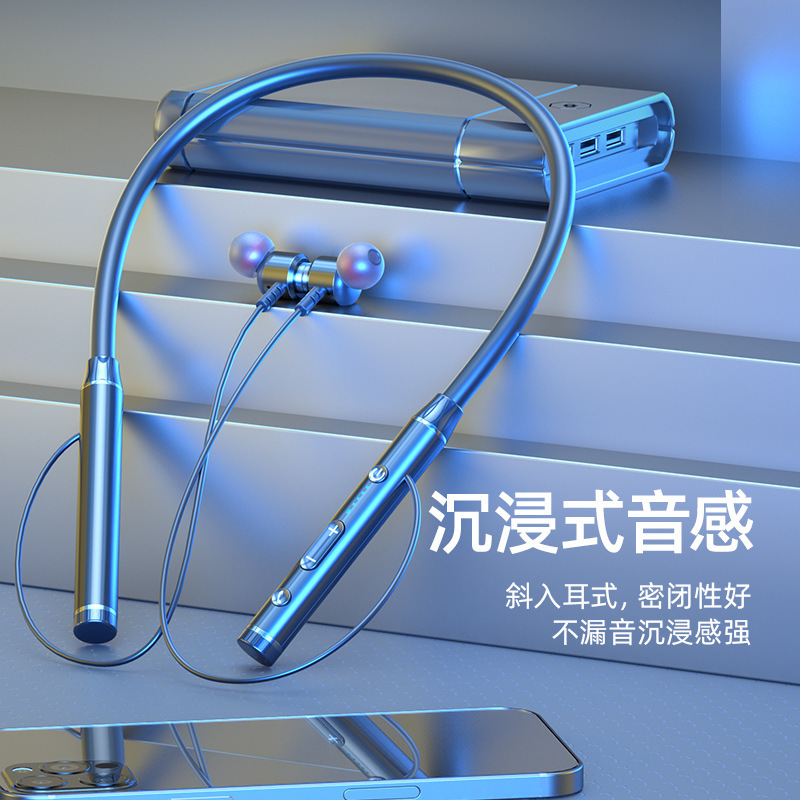 New private model wireless bluetooth headset neck-hanging sports running game super endurance high bass factory outlet