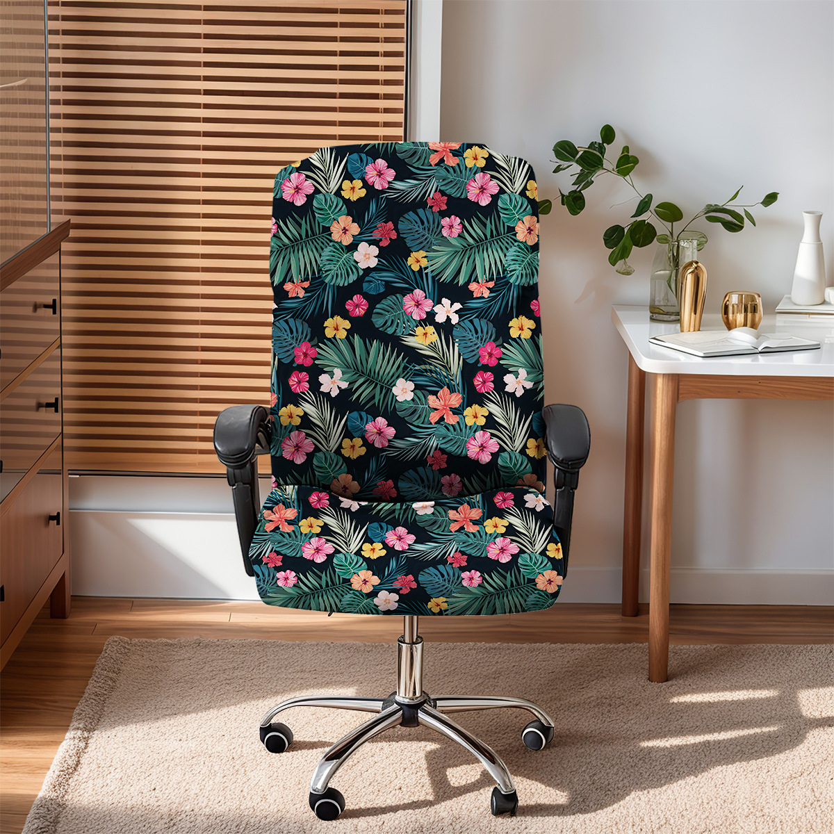 Amazon transfronteriza impresión elástica seda de leche cubierta de silla de oficina anti-gato agarra computadora cubierta de silla giratoria TEMU distribución spot