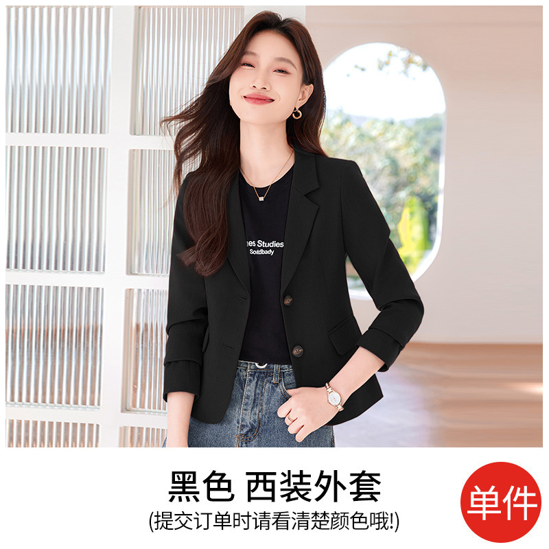 酒红色西装外套女款春秋2025新款今年流行爆款超火短款小个子上衣|undefined