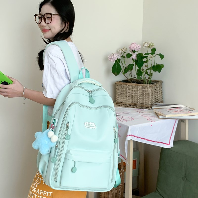 Mochila escolar, estudiante universitaria, estilo minimalista japonés, color puro, simple y versátil, mochila para estudiante de secundaria, campus de nicho