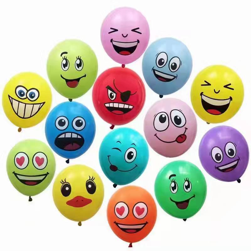 12-inch thickened balloon birthday party funny expression balloon smiley micro-business promotion event printed balloon wholesale