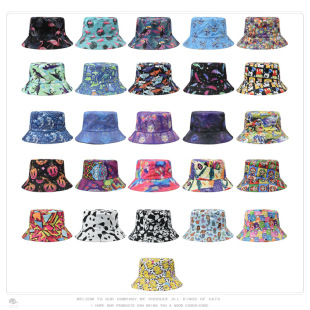 Cross-Border Retro Fashion Retro Pattern Printed Fisherman Hat Women's Outdoor Travel Sun Hat Double-Sided Wearable Basin Hat