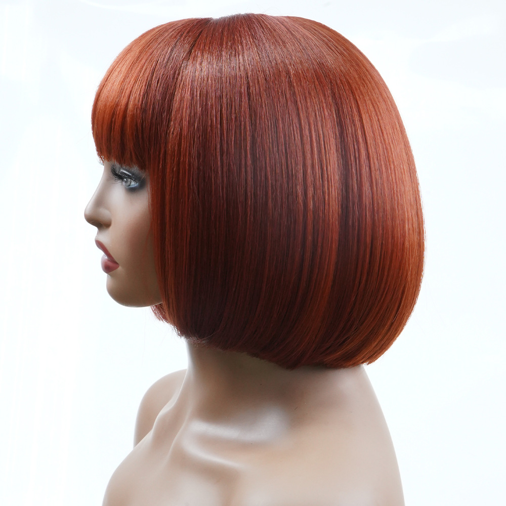 Perruque synthétique casque cheveux courts raides fibre chimique haute_voghion.com