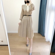 纯原单正品2春夏CEL1N*藤格纹真丝连衣裙高端大外贸牌奢女装侈品