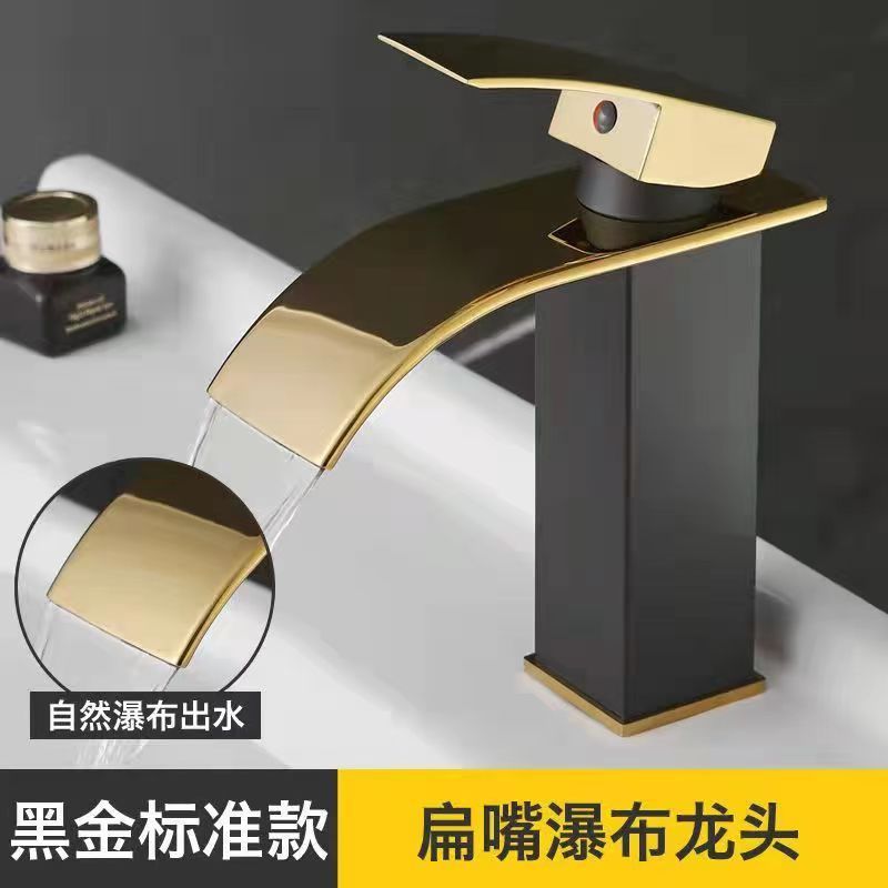 Fábrica directa de cobre baño cascada grifo lavabo grifo europeo boca ancha grifo caliente y frío