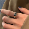 Retro fashionable line ring hip-hop style, Japanese and Korean, silver 925 sample, on index finger