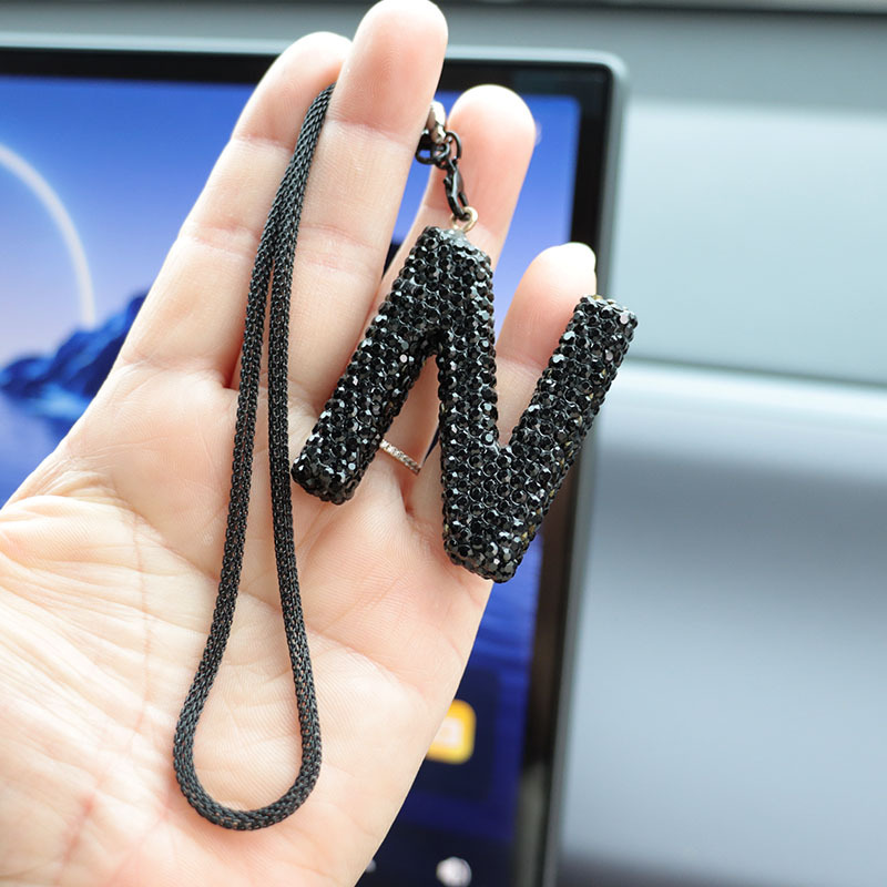 Letter bow clay car interior accessories pendant ladies rhinestone car rearview mirror pendant pendant