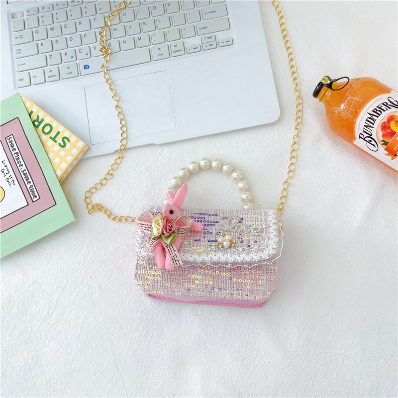 Estilo coreano de los niños bolsa pequeña de Kindergarten niñas mini bolso 2023 nueva cadena de conejito de dibujos animados bolsa de hombro