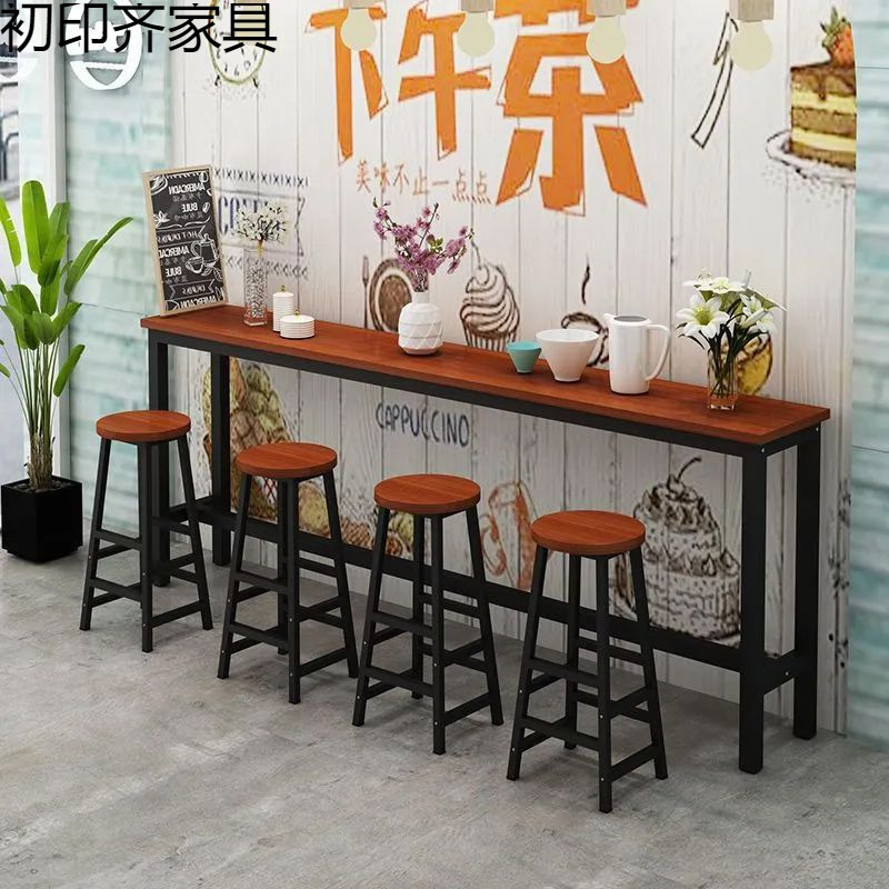Wall-Mounted Bar Table for Home Living Room, High-Legged Table, Simple Bar Dining Table, Milk Tea Shop Table and Chair Combination, Long Table, Narrow Table