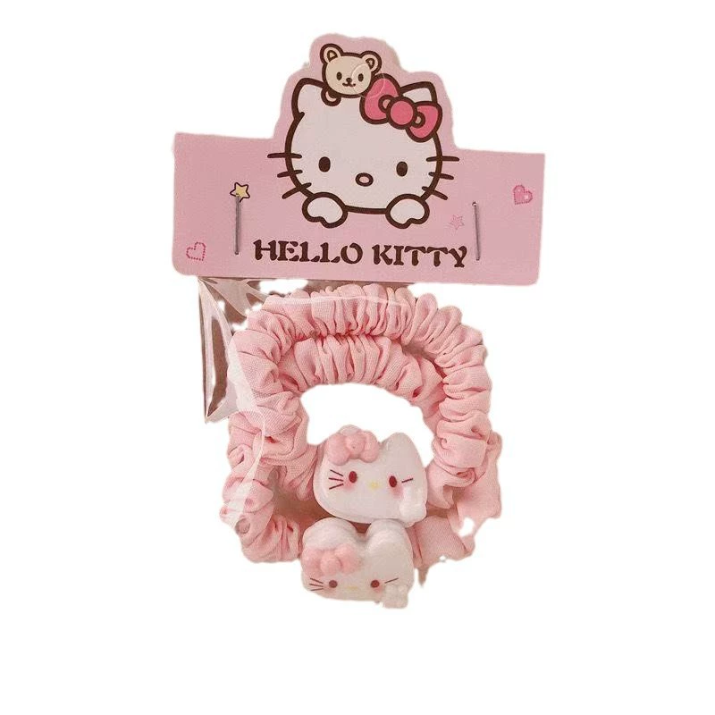 Аксессуар для волос (Hello Kitty) набор из 6 шт. — розовые заколки и резинки, пудровый дизайн