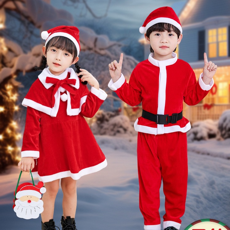 圣诞节儿童服装男女童演出服幼儿园装扮宝宝童装圣诞老人表演服饰