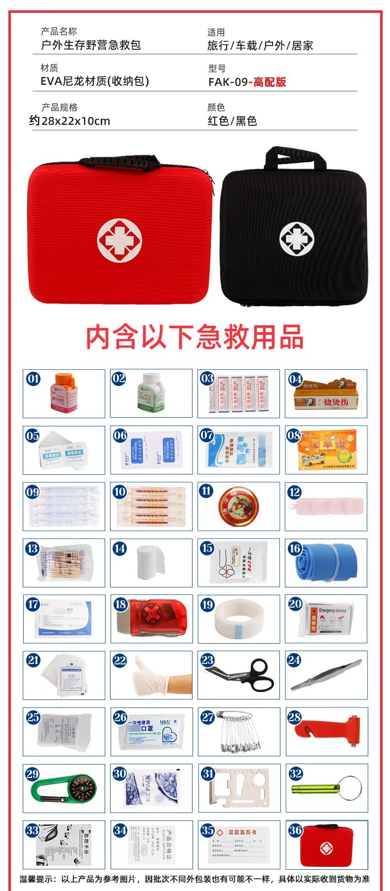 New Civil Air Defense Vehicle Travel Outdoor Portable Emergency Self-rescue Epidemic Prevention Vehicle Household Medicine Storage Bag Earthquake Rescue