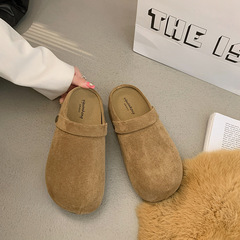 舒适厚底日系鞋女两穿一脚蹬懒人鞋舒适穆勒鞋复古外穿包头半拖鞋
