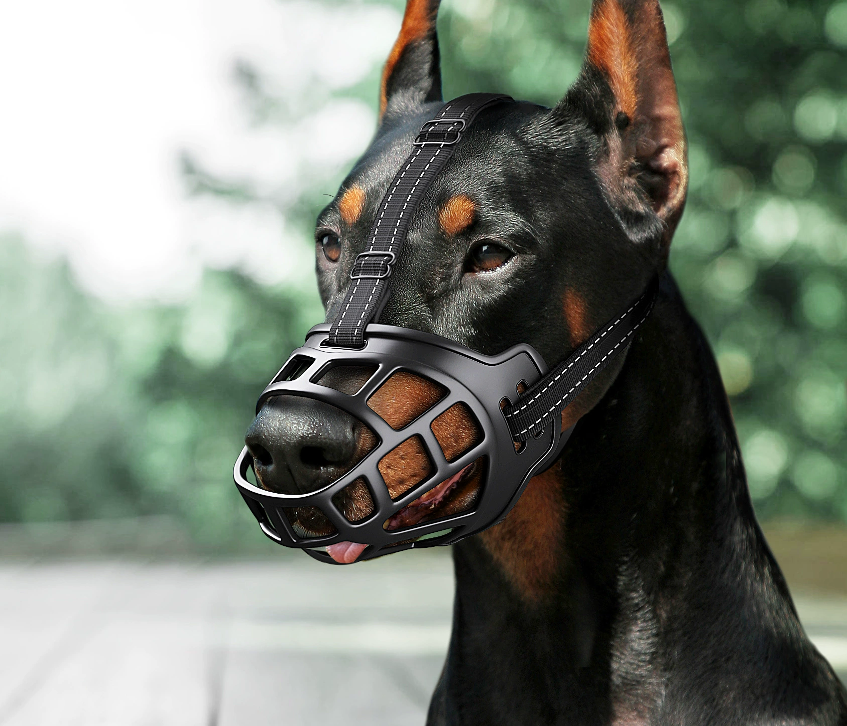 Adjustable dog muzzle 3rd‑gen, breathable anti‑bite design, reflective & nylon options, sizes 0–5