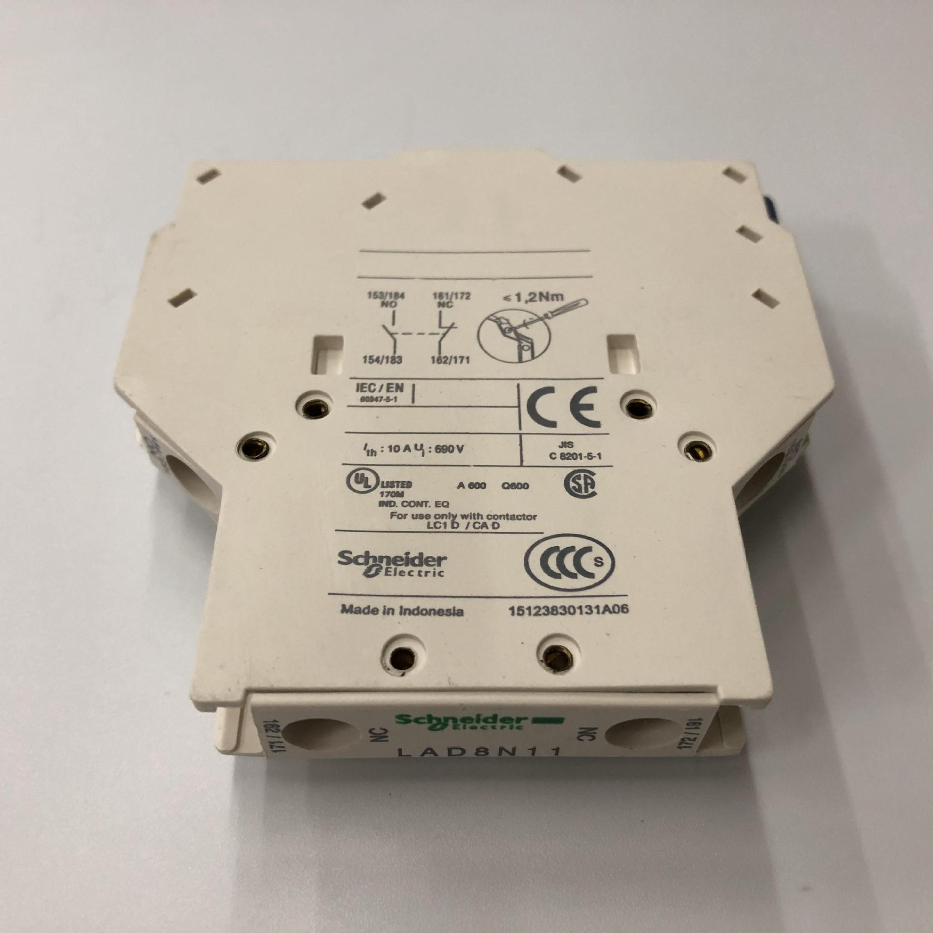 原装正品LAD8N11  Schneider接触器侧装1开1闭辅助触头