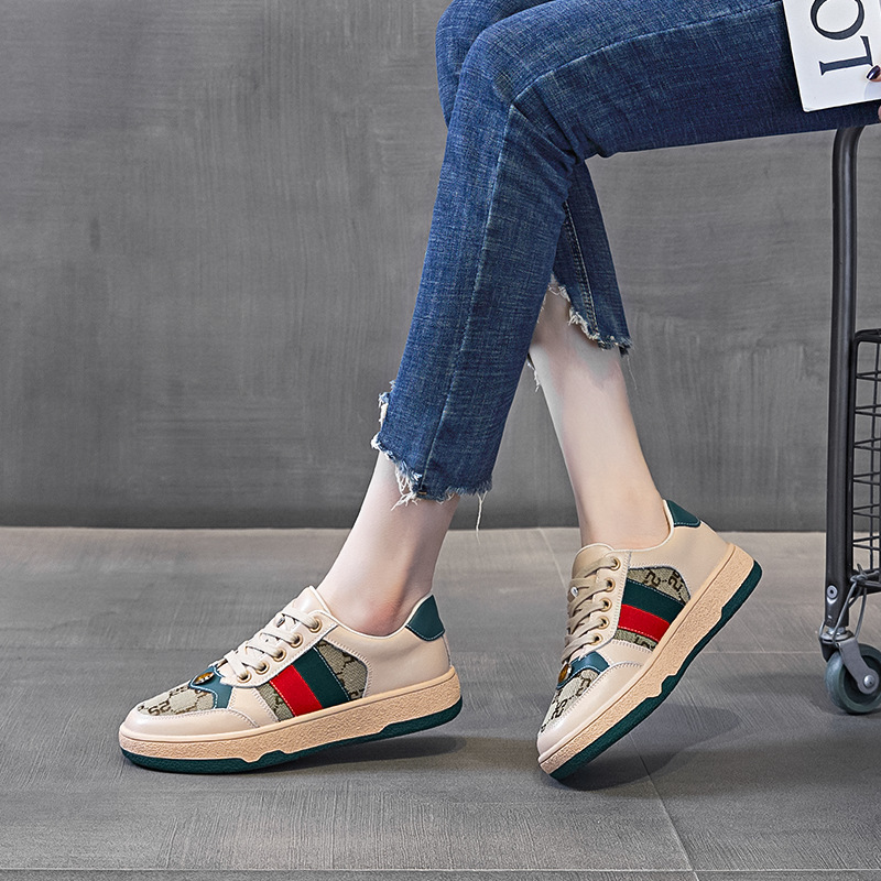White shoes 2022 new spring white shoes casual shoes board shoes spring genuine leather plus size women's shoes 41-43