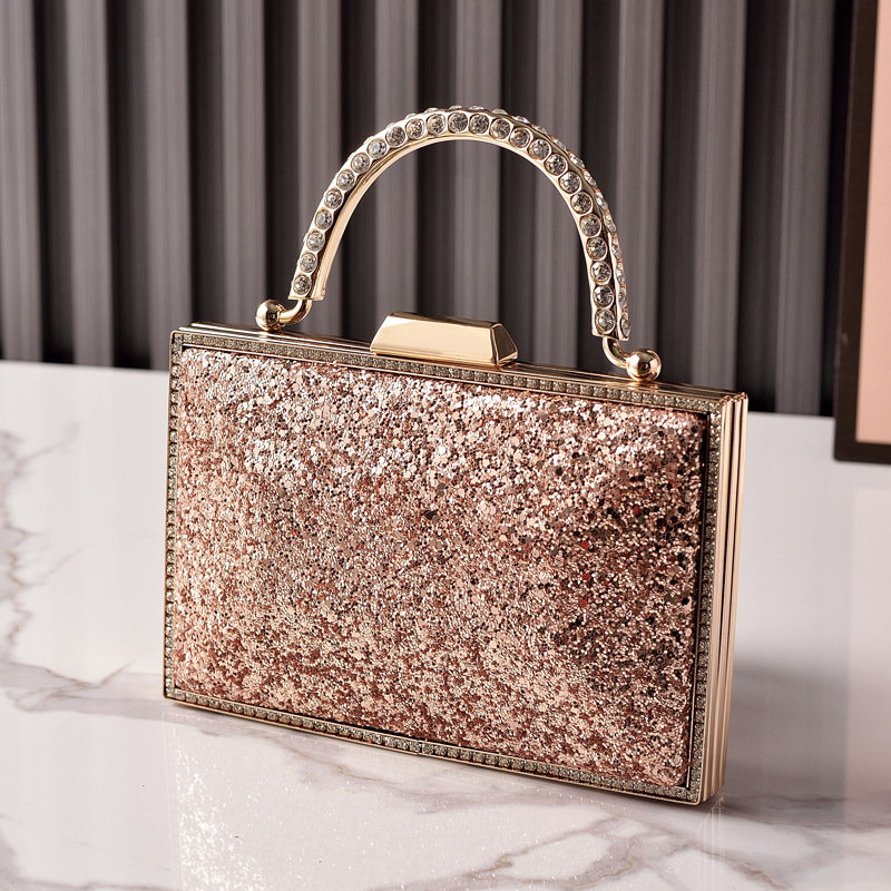 Nueva bolsa de cena de sequillas de oro de alto nivel Europa y América de moda transfronteriza con diamantes de mano bolsa de vestido de fiesta fábrica directa