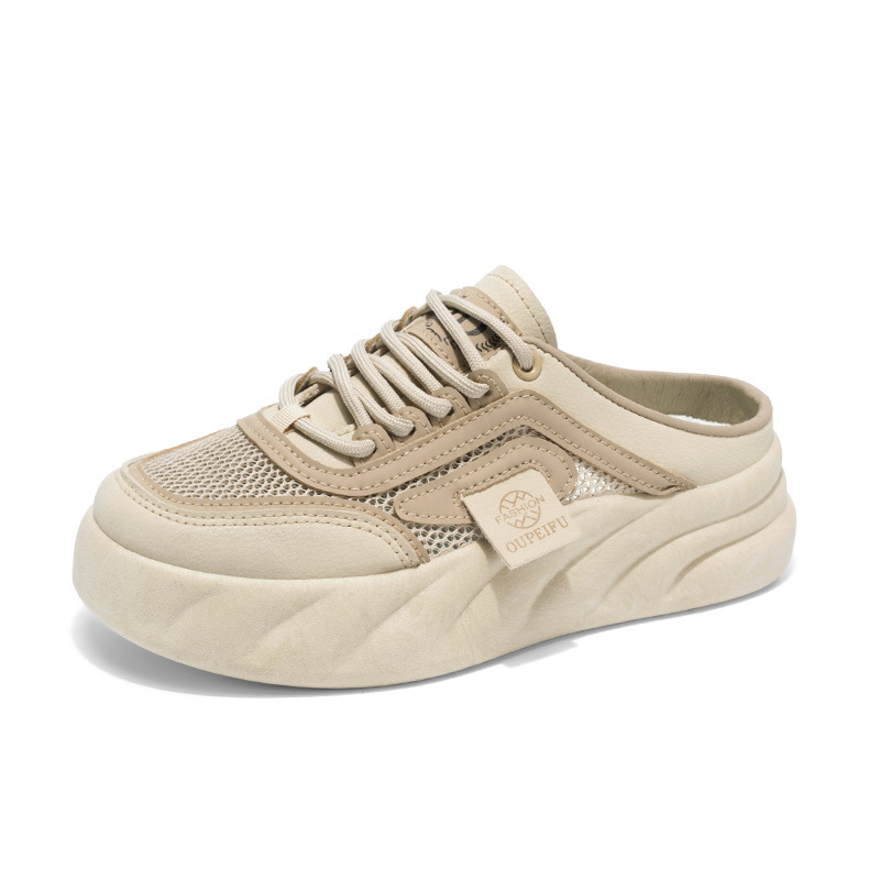 Zapatos de mujer de verano nuevo estilo sandalias de un pie zapatos de tela exteriores de mujer versión coreana de todos los partidos zapatos blancos zapatos de red medias zapatillas huecas image 6