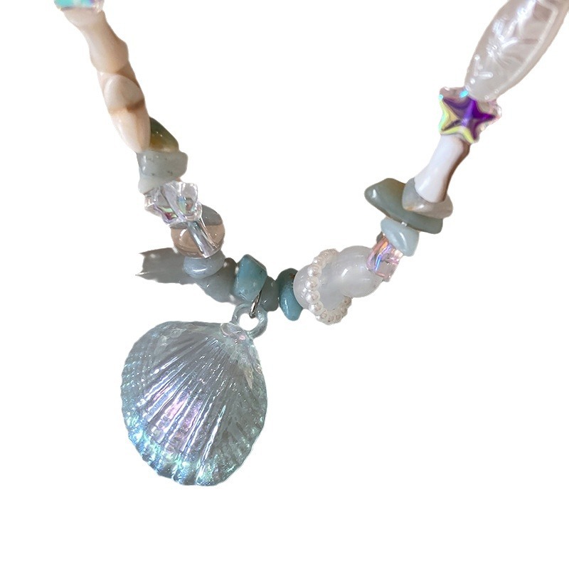 Océano perla estrella collar de cuentas luz lujo nicho diseño sentido clavícula cadena temperamento personalidad alto sentido collar