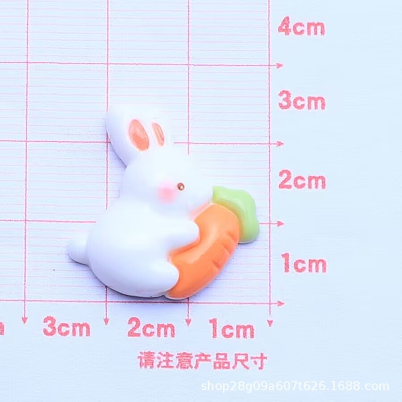 亮面可爱卡通萝卜兔子diy材料树脂配件奶油胶手机壳发卡手工贴片|undefined