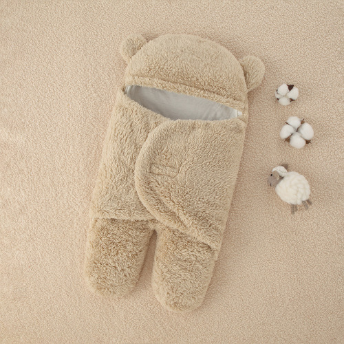 AIAIMR Spring and Autumn Thin Solid Lamb Wool Baby Wrap with Diaper Pockets and Cotton Inner Sleeping Bag for Newborn