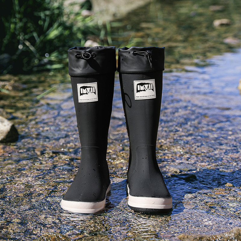 Scarpe impermeabili calde e morbide a cilindro alto, nuovi stivali da pioggia alla moda da uomo e da donna, suola in gomma spessa antiscivolo_voghion.com